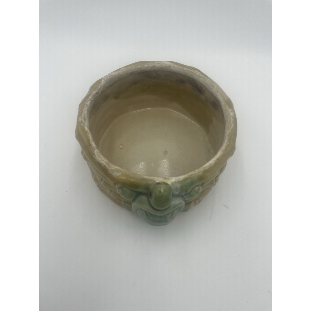 Vintage Ceramic Costa Farms Lucky Bambo & Turtle Planter Dish Tan and Green 5" D - Picture 3 of 8